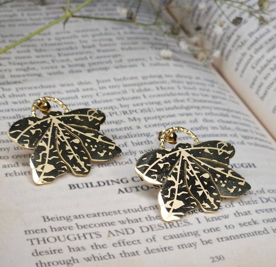 Botanic Leaf Gold Plated Earrings