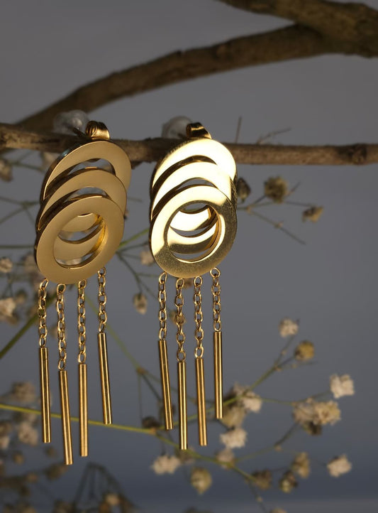 Art Deco Cascade Gold Plated Drop Earrings