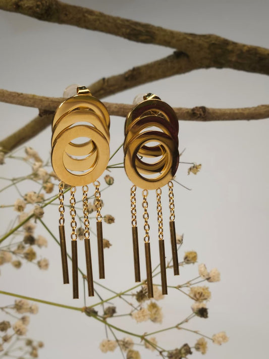 Art Deco Cascade Gold Plated Drop Earrings