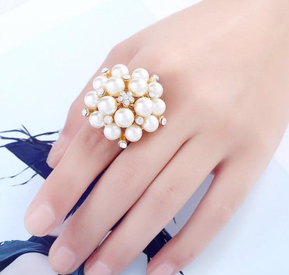 Regal Pearl Cluster Cocktail Ring