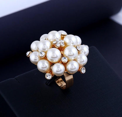 Regal Pearl Cluster Cocktail Ring