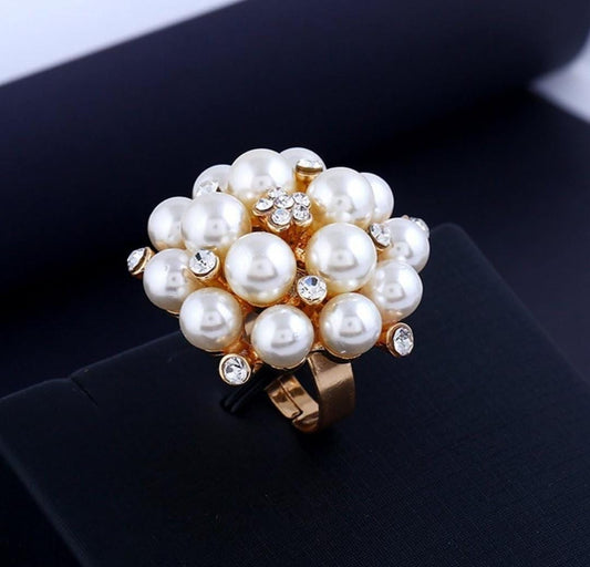 Regal Pearl Cluster Cocktail Ring