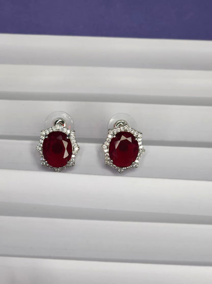 Crimson Radiance Ruby Jewelry Set - Silver Tone