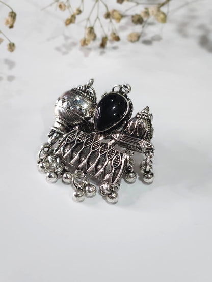 Grand Heritage Oxidized Black Stone Statement Ring