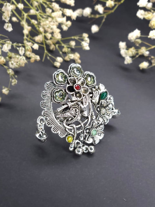 Vintage Garden Parrot Oxidized Statement Ring