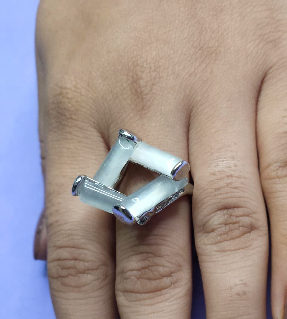 Modern Minimalist Openwork Silver Plated Ring