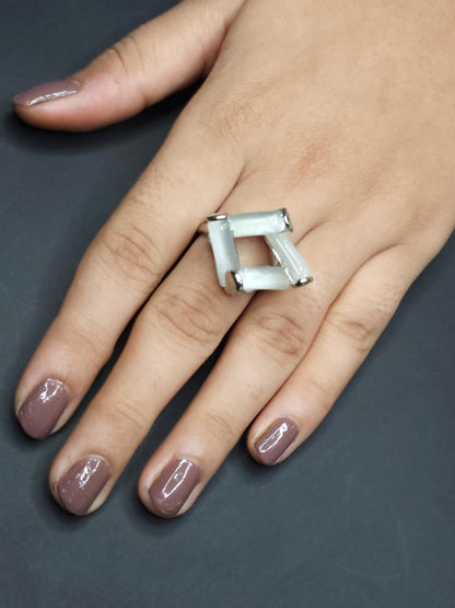 Modern Minimalist Openwork Silver Plated Ring