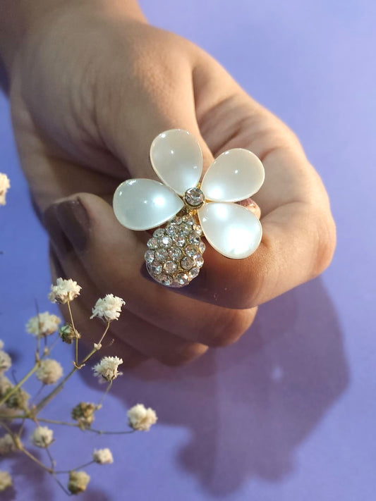 Opaline Blossom Gold Plated Statement Ring