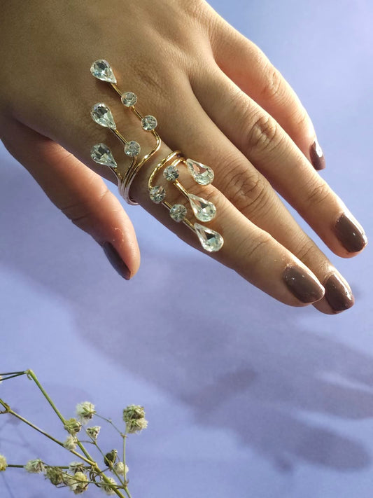 Crystal Vines Finger Statement Ring