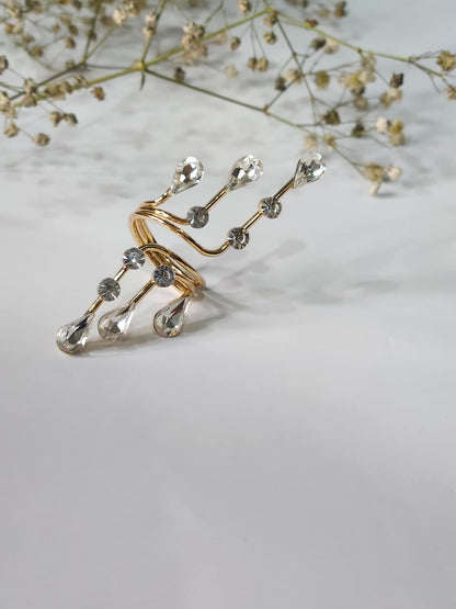 Crystal Vines Finger Statement Ring