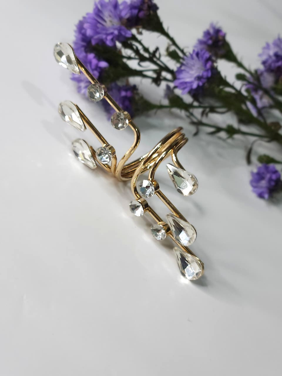 Crystal Vines Finger Statement Ring