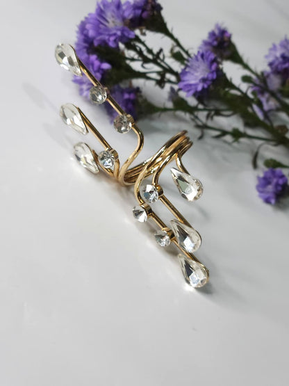Crystal Vines Finger Statement Ring