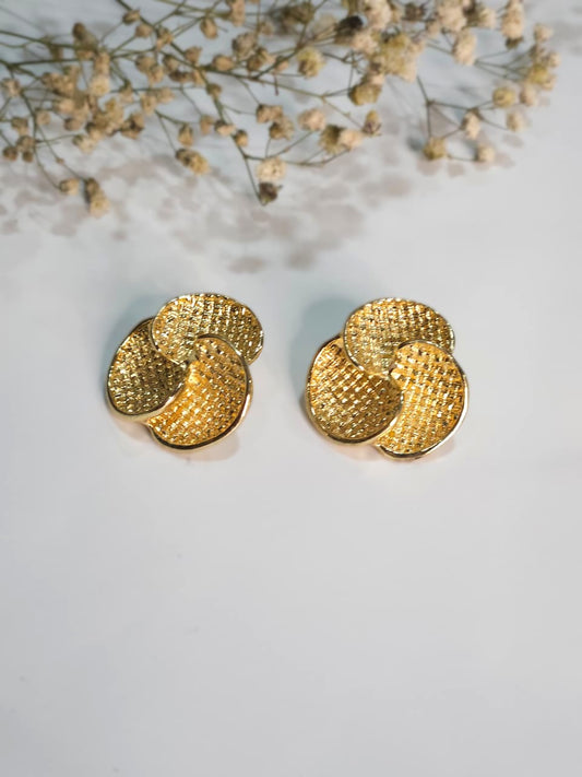 Textured Golden Petal Earrings