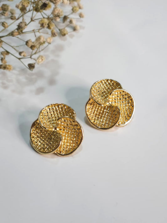Textured Golden Petal Earrings