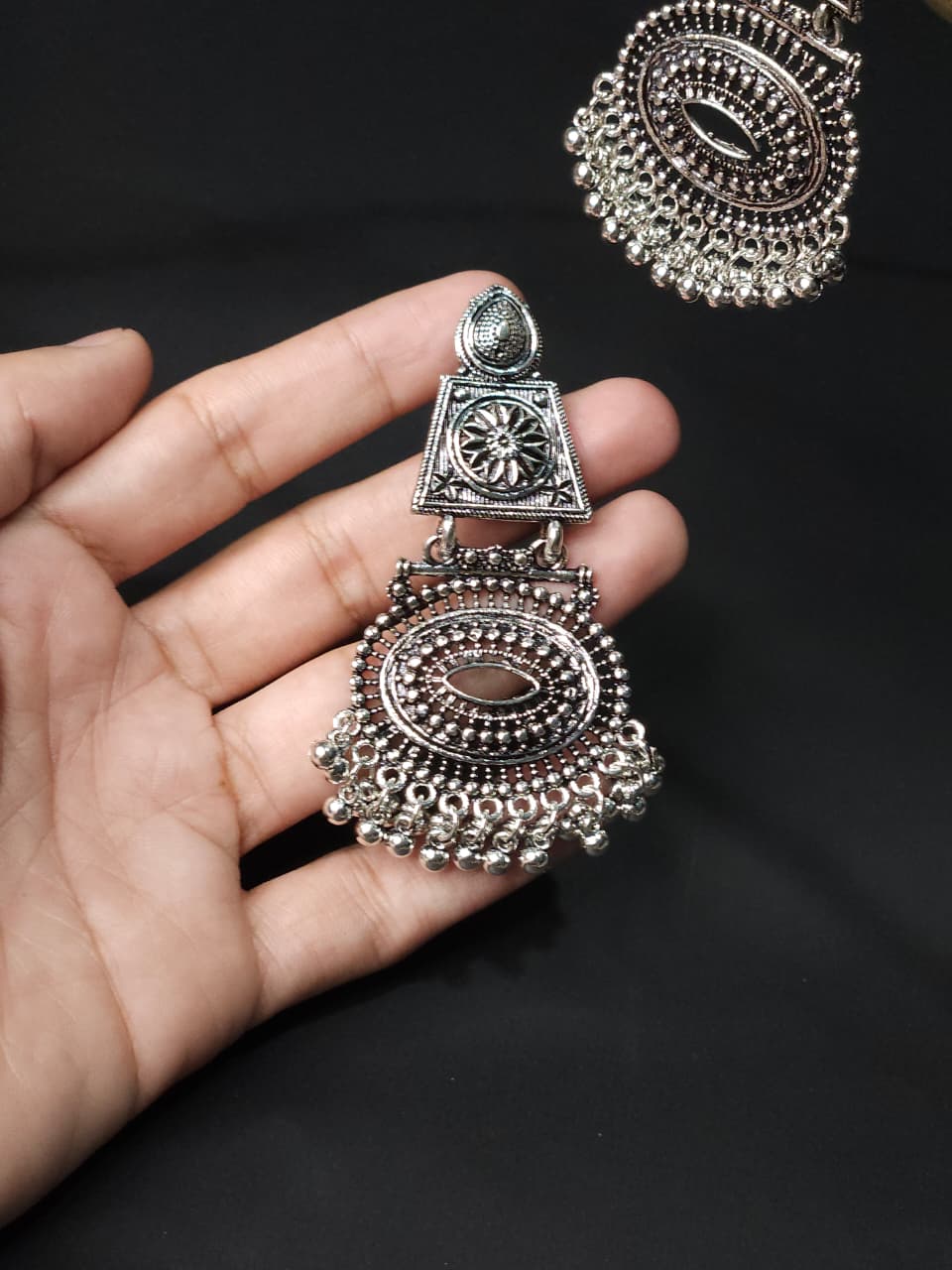 Temple Tile Oxidized Statement Earrings – Big