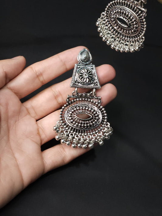 Temple Tile Oxidized Statement Earrings – Big