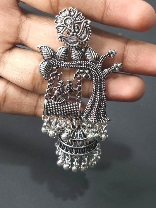 Royal Kalash Double Jhumka Oxidized Earrings – Big