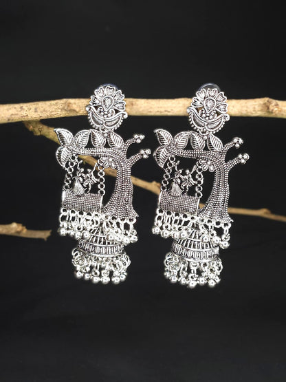 Royal Kalash Double Jhumka Oxidized Earrings – Big