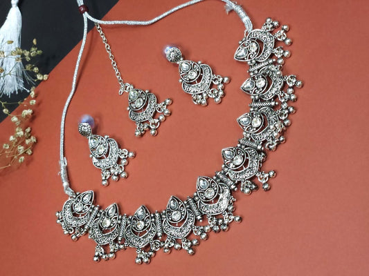 Chandrika Oxidized Necklace Set for Women