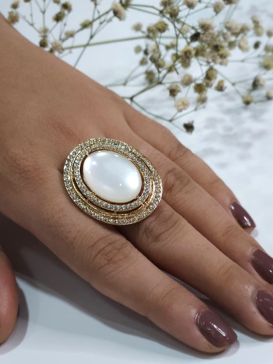 Oval Shape Statement Crystal Ring